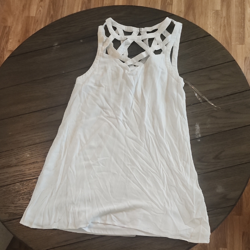 White Sleeveless Women's Crisscross Top Dress